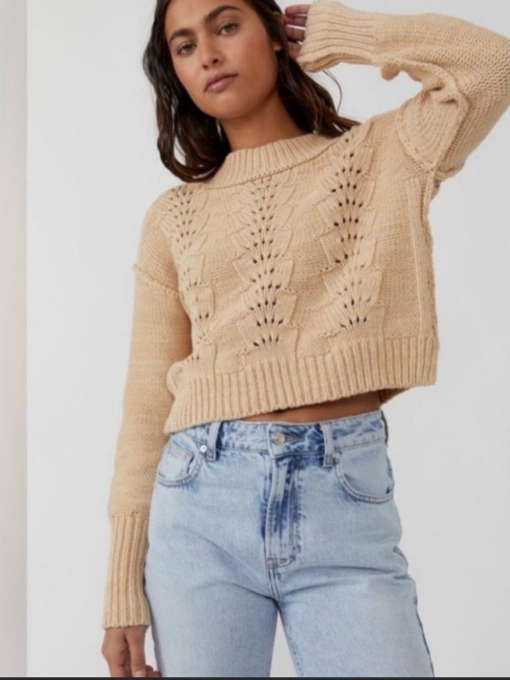 Nwt Free People Bell Song Pointel Knit Sweater Xl